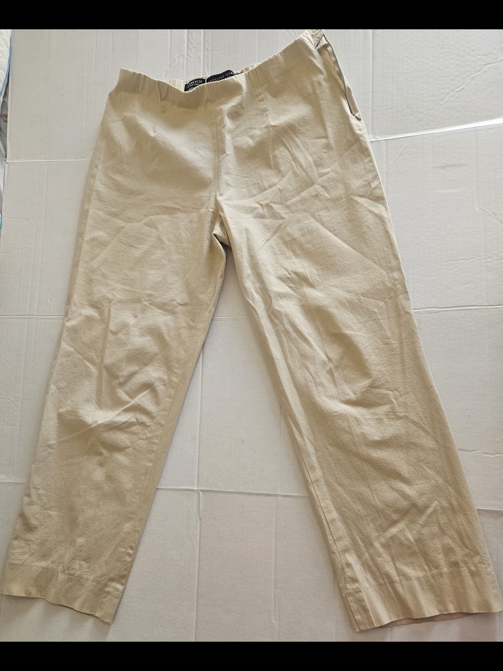 VTG Fabrizio Gianni Y2K Beige Stretch Cotton Side Zip Capri Slacks Inseam 29